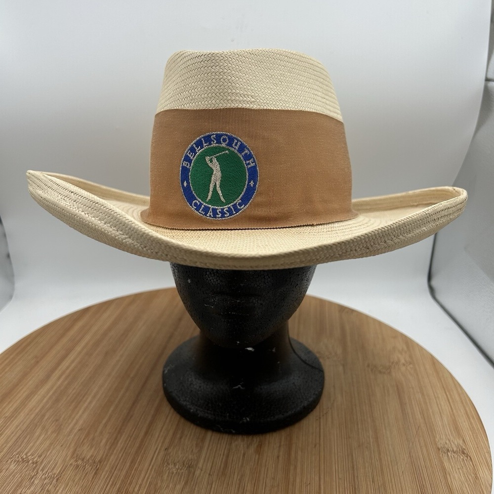 VTG Straw Golf Hat Michelle McGann By Sonni GOLF BELLSOUTH CLASSIC Womens 6 7/8